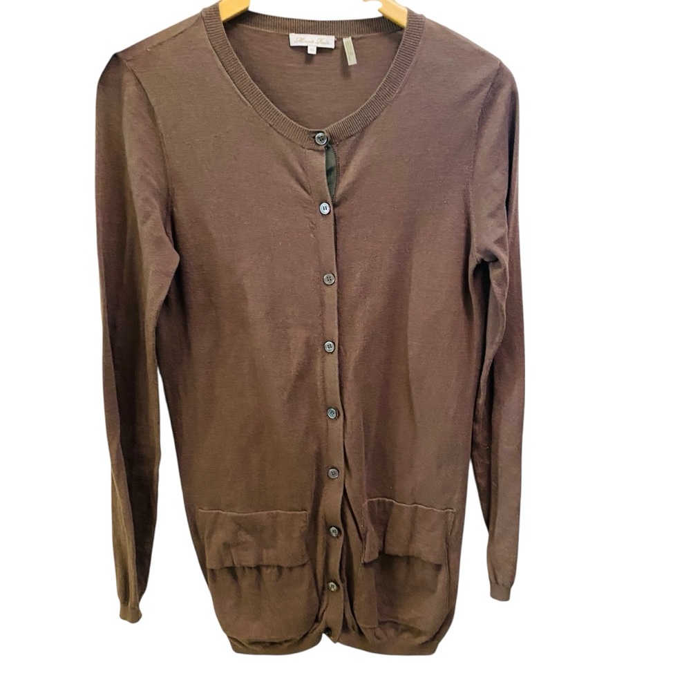 MINNIE ROSE Olive Green Cotton Long Cardigan with Pockets